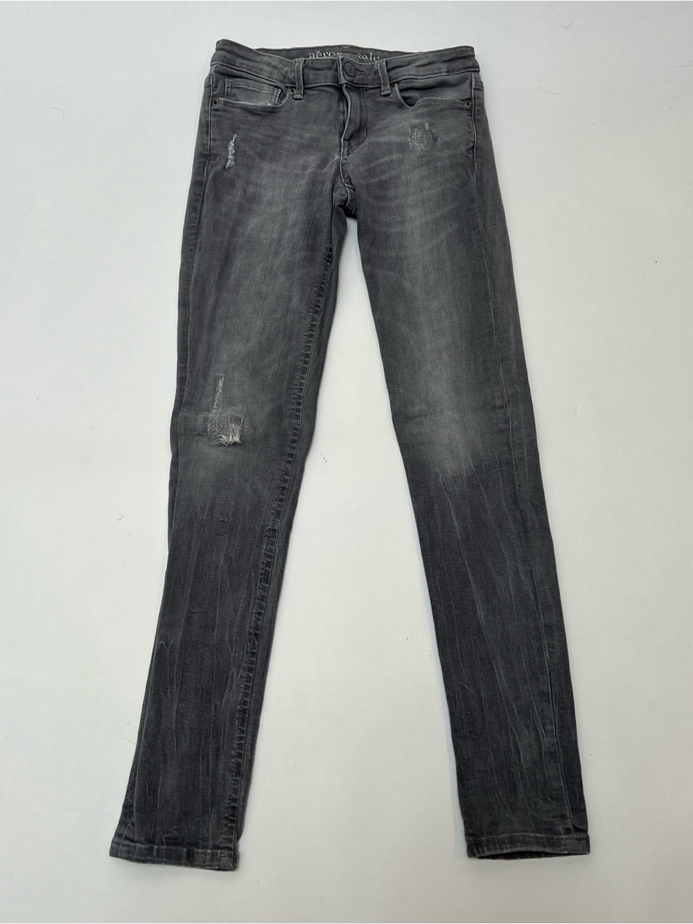 Aeropostale Ashley Ultra Skinny Gray Distressed Jeans Size 3/4 Regular